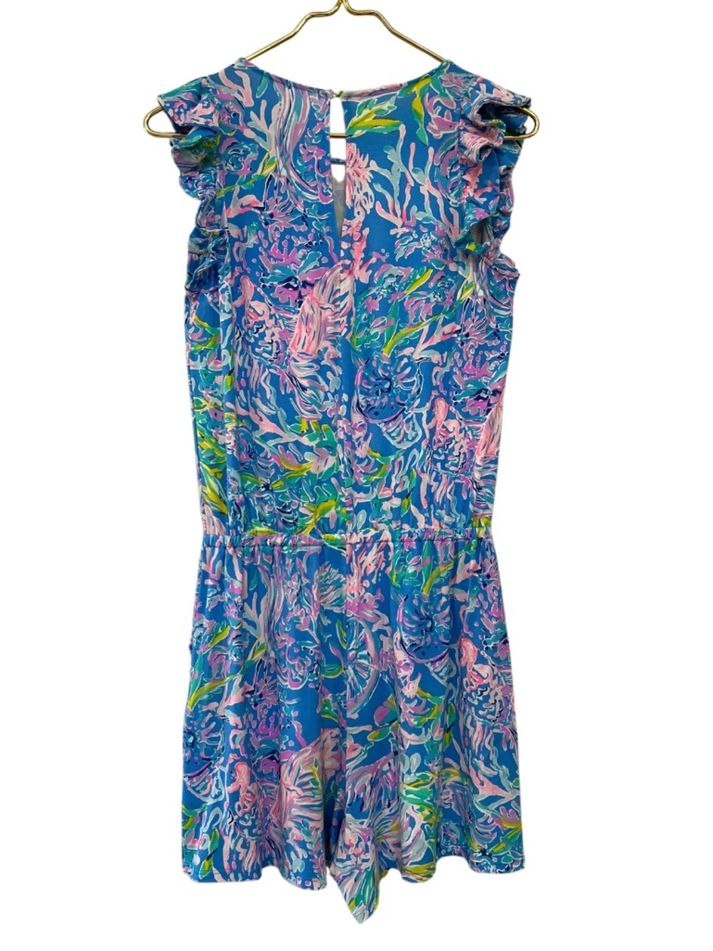 Lilly Pulitzer Patsi Romper All Together Now Print Blue Pink - Picture 4 of 12